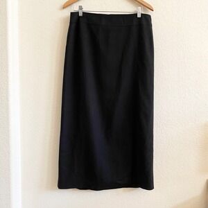 Rafaella Womens Black 100% Wool Blend Maxi Skirt‎ Size 14 Pencil Slit Zip Back
